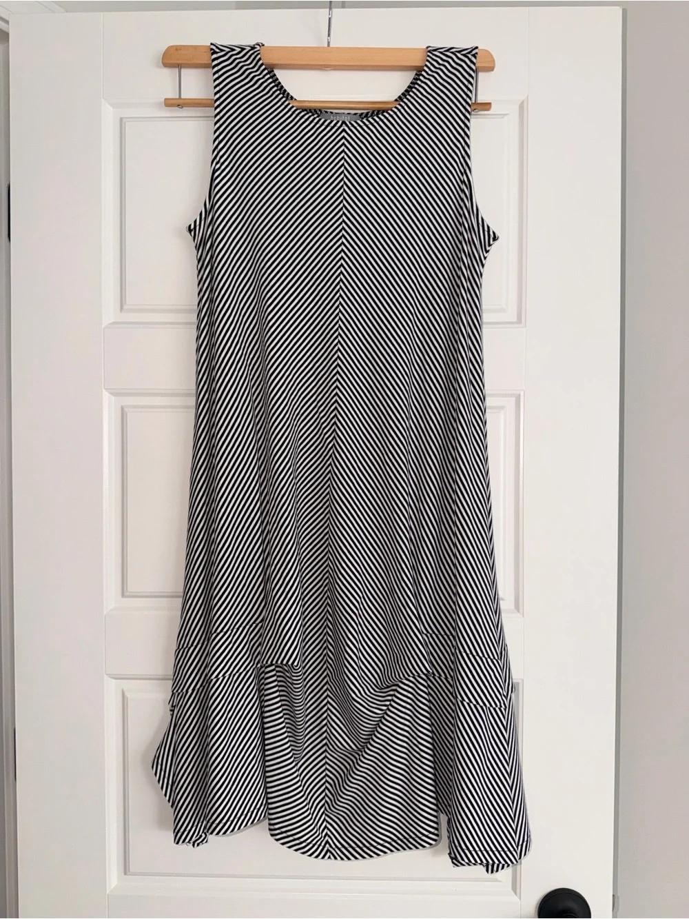 Habitat Black and White Striped Midi Swing Dress